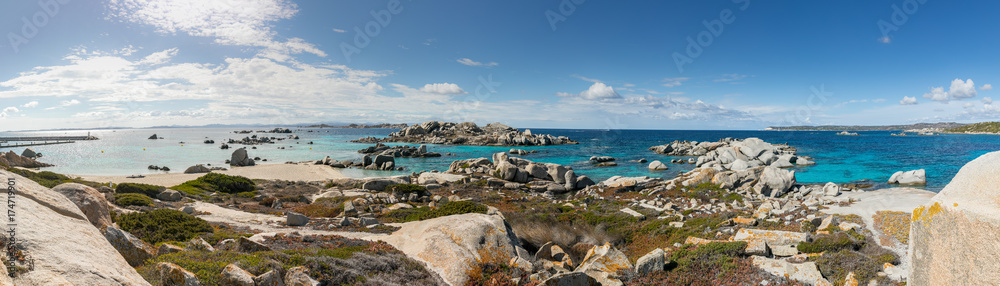 Panoramic view of coastline and at Cavallo island near Corsica