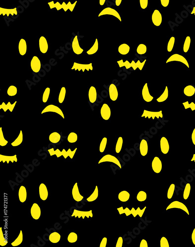 Halloween pumpkin seamless pattern. Scary repeating texture, endless background.