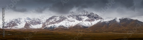 Panorama of Tian Shan mountains in Kyrgyzstan