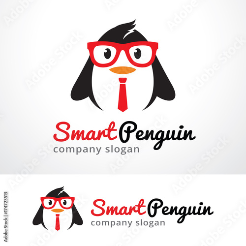 Smart Penguin Logo Template Design Vector, Emblem, Design Concept, Creative Symbol, Icon