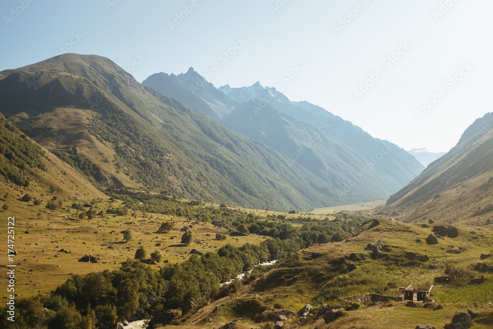 colorful view in Caucasus mountains in autumn colorful view in Caucasus mountains in autumn