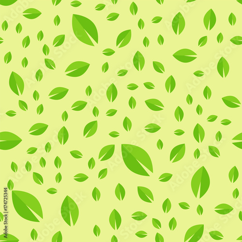 Seamless pattern with green leaves vector illustration nature leaf design floral summer plant textile fashion background