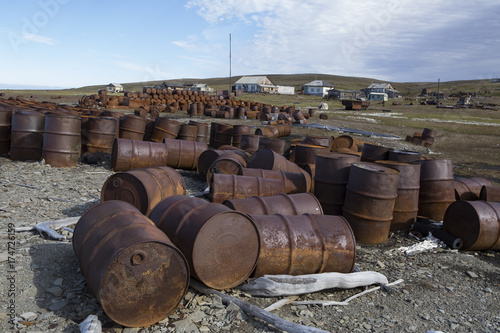 The old equipment in the abandoned Soviet polar station. The Island Of Bolshoi Begichev. The Laptev Sea. Russia. photo