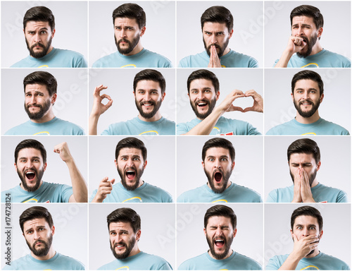 Emotions faces set