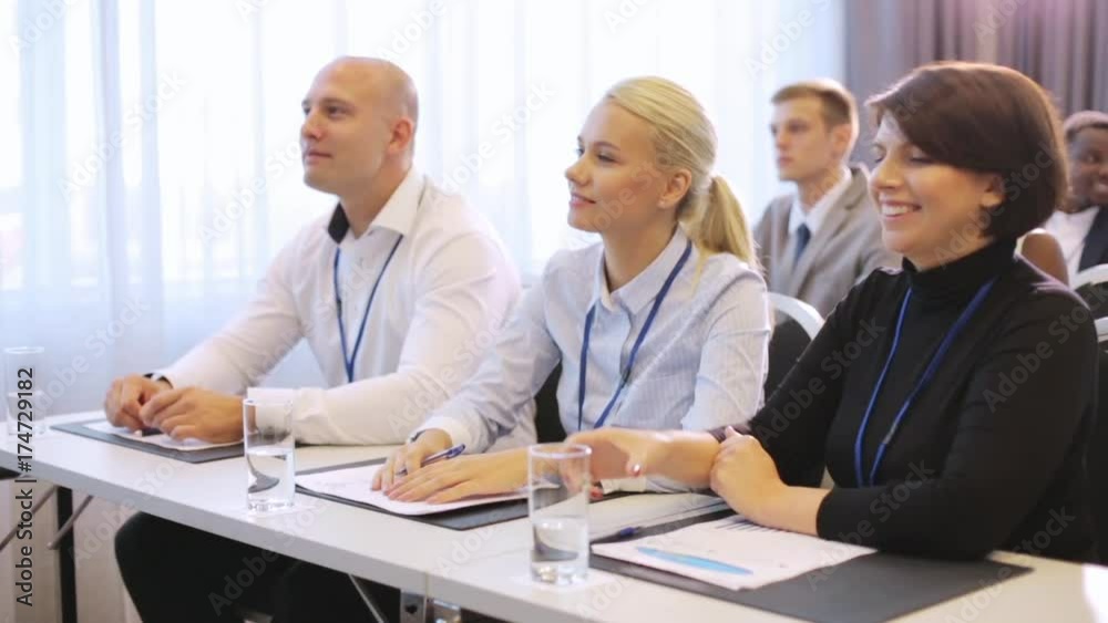 happy business team at international conference