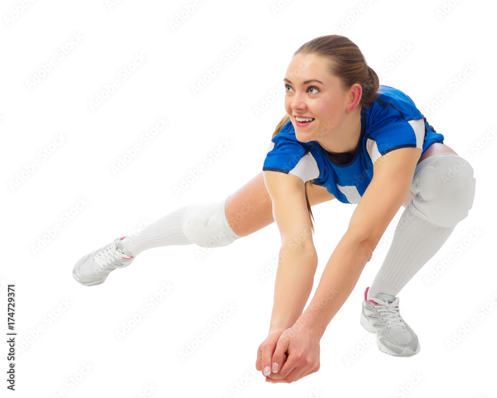 Woman voleyball player isolated (ver without ball)
