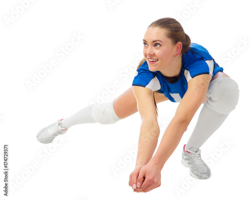 Woman voleyball player isolated (ver without ball)