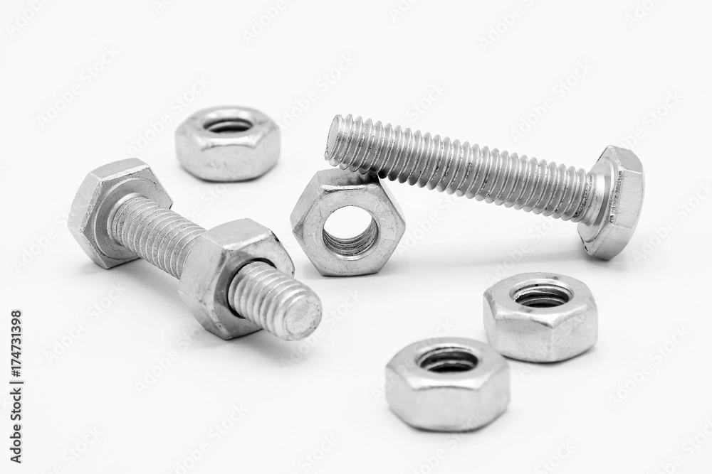 nuts and bolts isolated on white background nuts and bolts isolated on white background