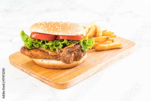 grilled chicken burger with french fries