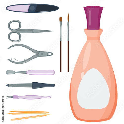 Manicure foot and hand care fingers instruments vector fashion personal cosmetics equipment