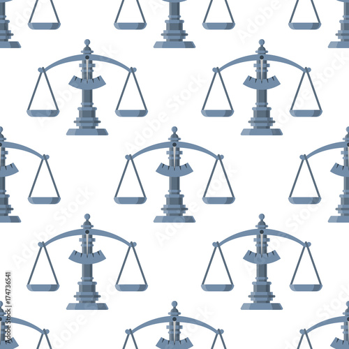 Weight measurement scales balance tools seamless pattern background equipment vector illustration