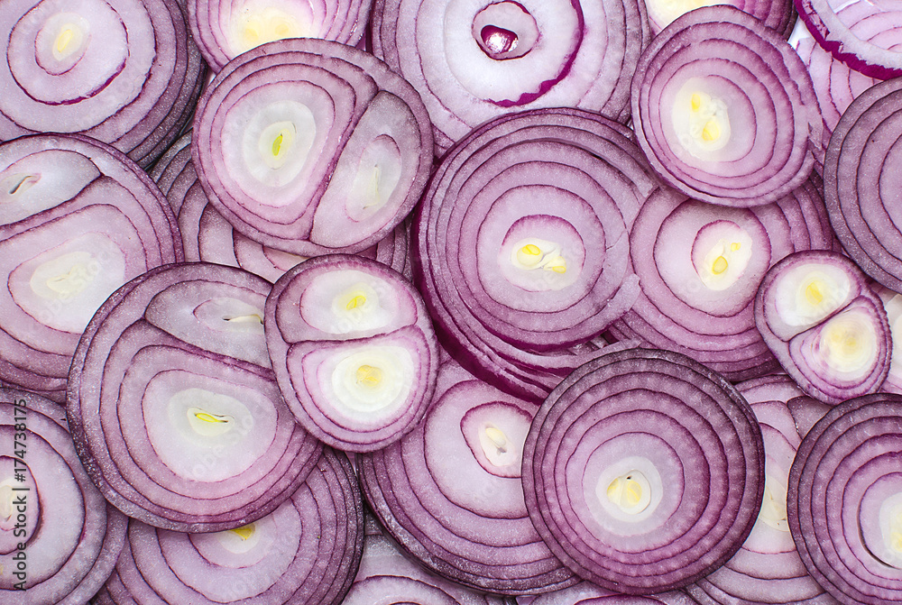Background of sliced red onion rings Background of sliced red onion rings