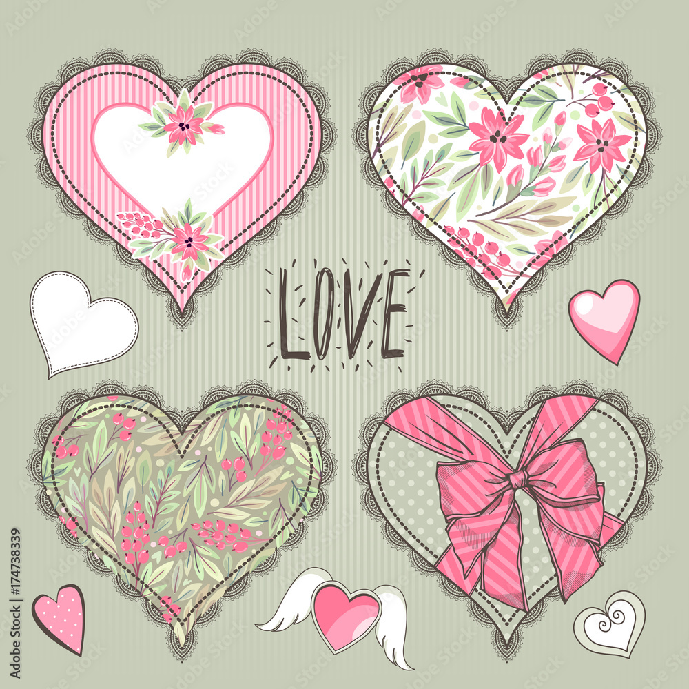 Set with hearts. Happy Valentine's Day! Can be used for scrapbook, print and etc.
