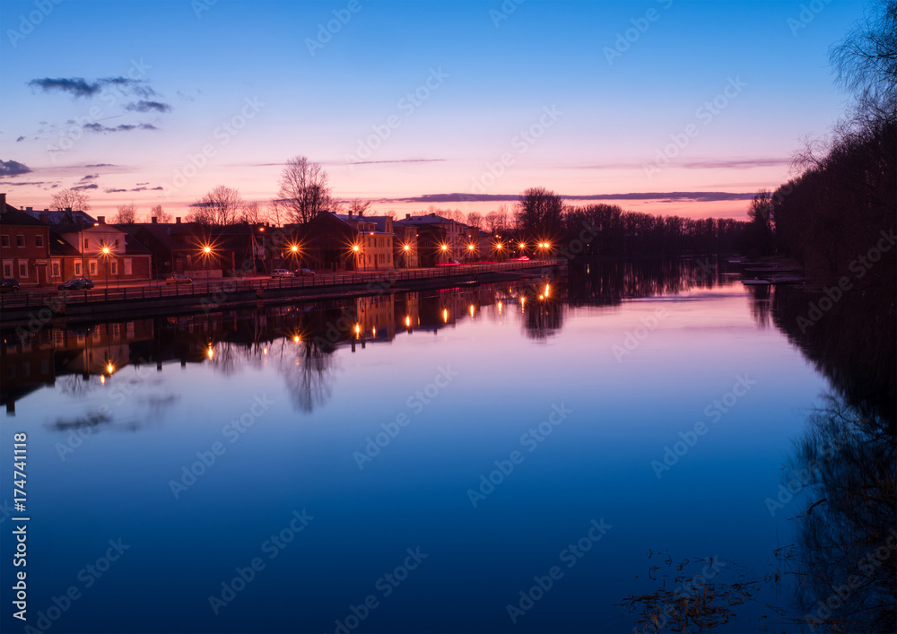 Sunset at Emajogi river, Tartu, Estonia