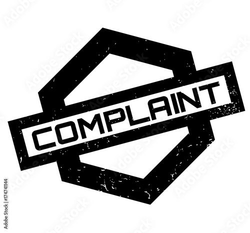Complaint rubber stamp. Grunge design with dust scratches. Effects can be easily removed for a clean, crisp look. Color is easily changed.