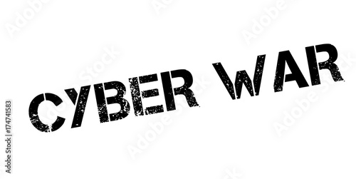 Cyber War rubber stamp. Grunge design with dust scratches. Effects can be easily removed for a clean, crisp look. Color is easily changed.