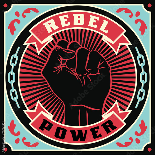 Raised protest human fist