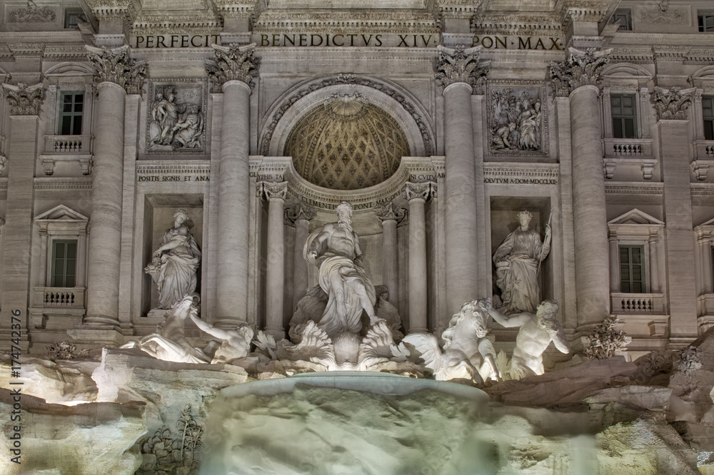 Rome, Italy Fontana de Trevi Famous Landmark Fountain Architecture Statues Closeup