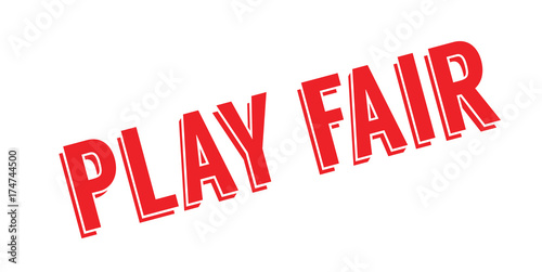 Play Fair rubber stamp. Grunge design with dust scratches. Effects can be easily removed for a clean, crisp look. Color is easily changed.