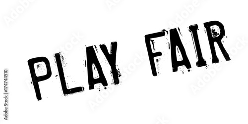 Play Fair rubber stamp. Grunge design with dust scratches. Effects can be easily removed for a clean, crisp look. Color is easily changed.