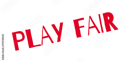 Play Fair rubber stamp. Grunge design with dust scratches. Effects can be easily removed for a clean, crisp look. Color is easily changed.