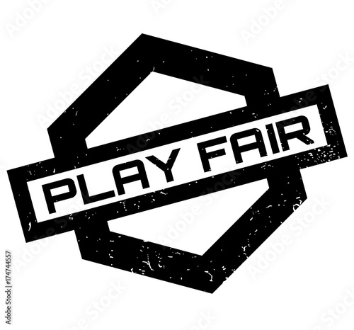 Play Fair rubber stamp. Grunge design with dust scratches. Effects can be easily removed for a clean, crisp look. Color is easily changed.