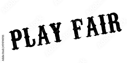 Play Fair rubber stamp. Grunge design with dust scratches. Effects can be easily removed for a clean, crisp look. Color is easily changed.