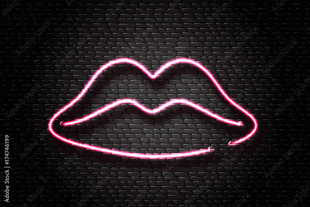 Vector Realistic Isolated Neon Erotic Lips Sign For Decoration And Covering On The Wall 1648