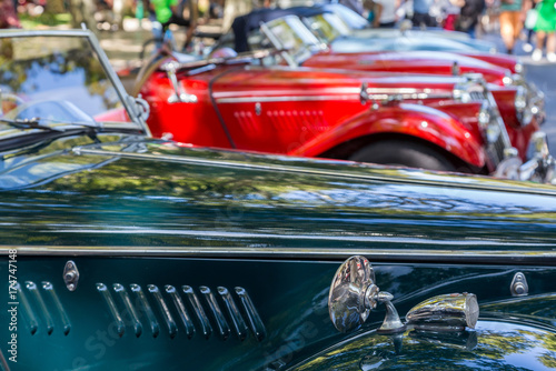 Details reto car show on street of the city