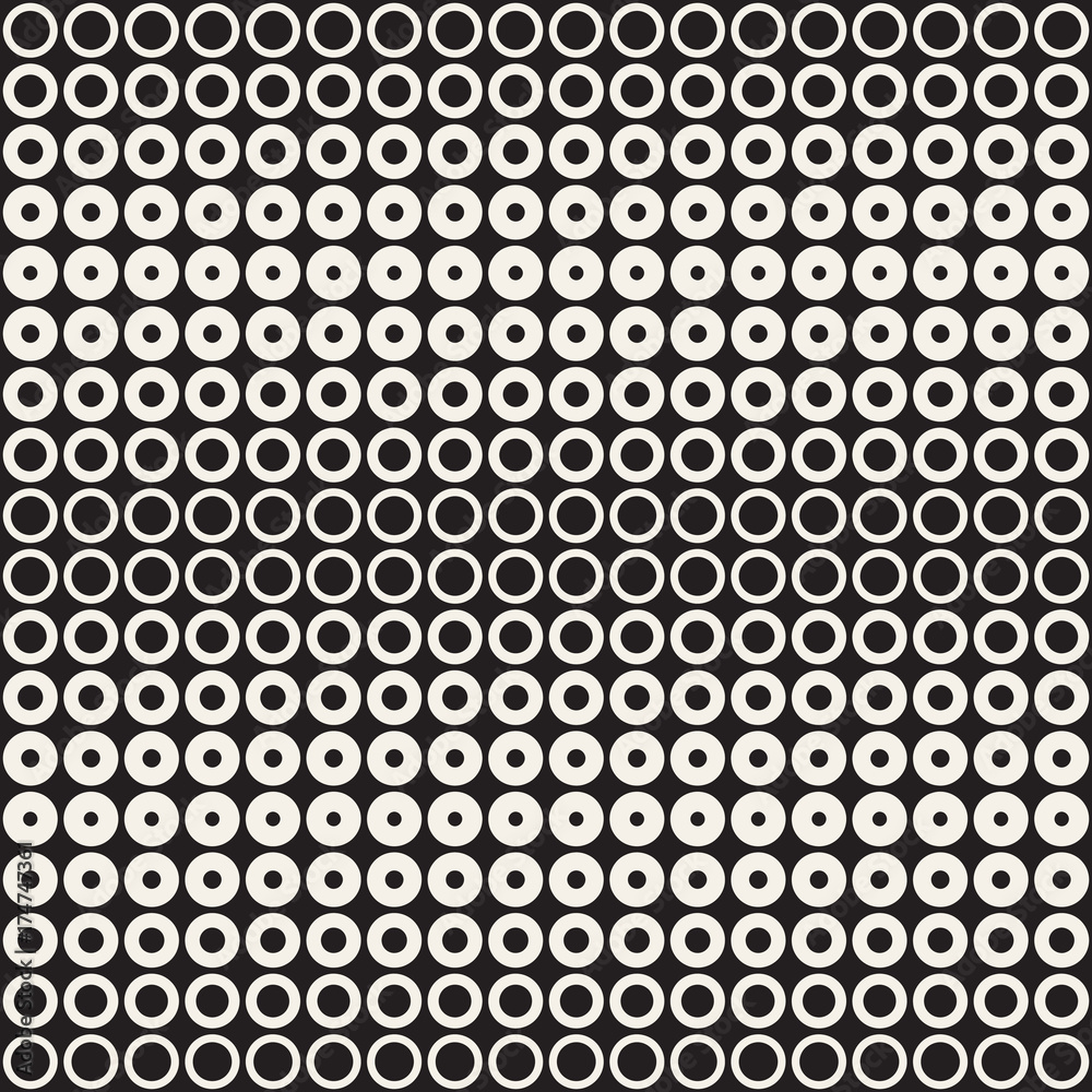 Abstract black and white pattern background. Seamless geometric circle halftone. Stylish modern texture

