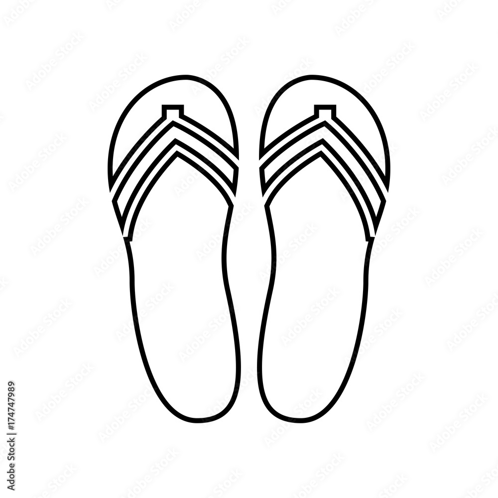 Beach slippers it is black icon .