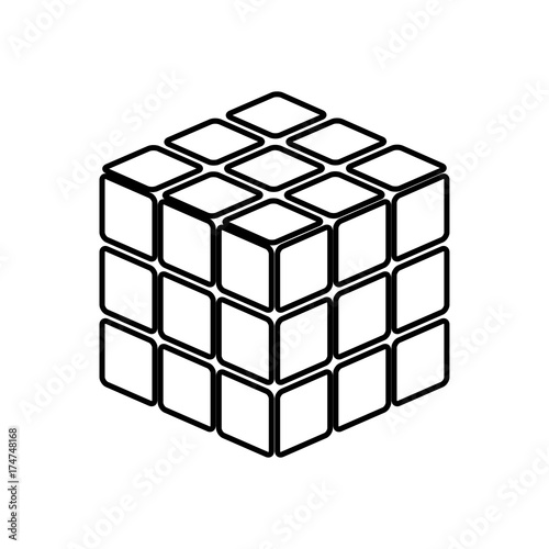 Rubic's cube game shape it is black icon .