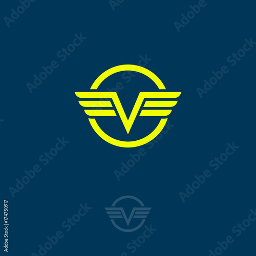 V Logo V Monogram V Letter With Stylized Wings Isolated On Dark Background Stock Vector Adobe Stock