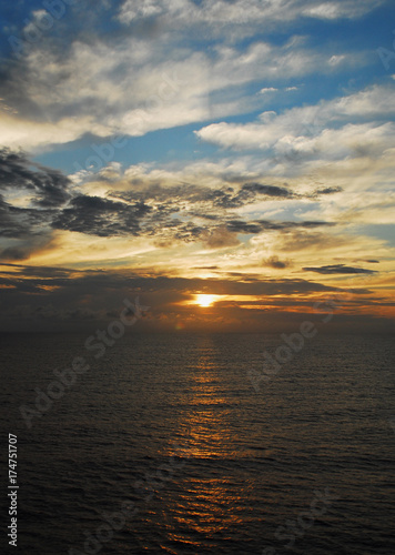 Beautiful sunset on the high seas
