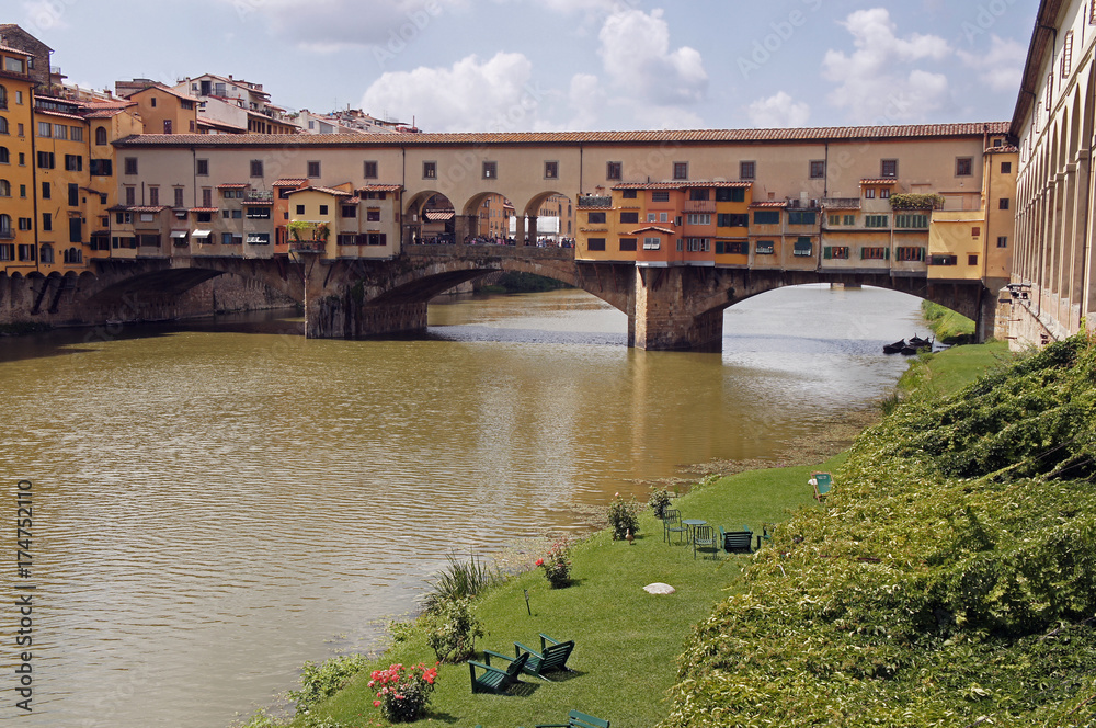 Ponte Vecchio as visible from the Uffizi Gallery, Florence (Firenze), Italy