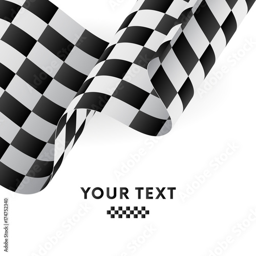 Waving checkered flag. Racing flag. Vector illustration.