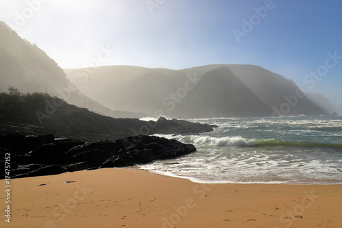 Rocky coast line in Storms River in Tsitsikamma National Park, South Africa