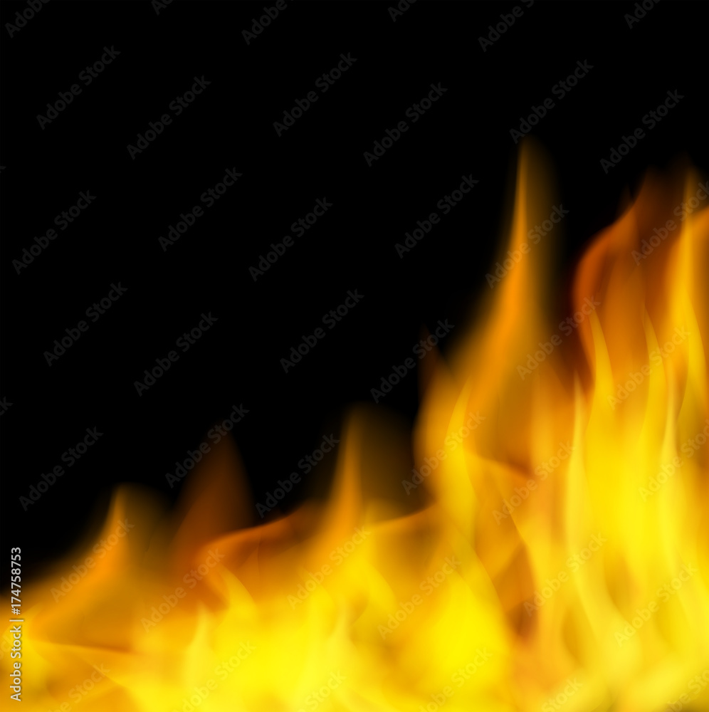 Black background with burning fire