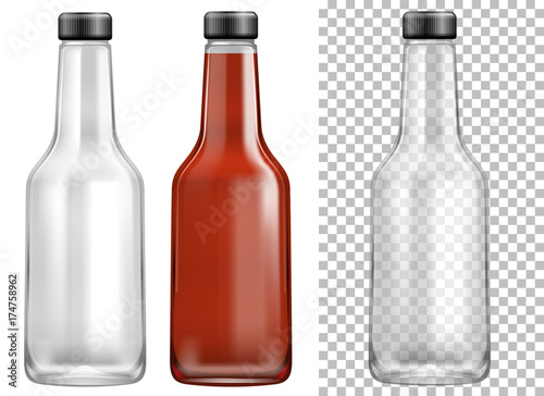 Bottle containers with black lids