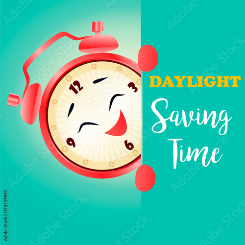 Banner for Daylight Saving Time with alarm clock