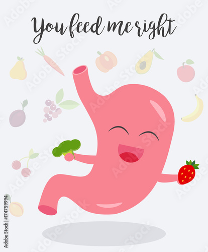 Funny cartoon image of happy stomach