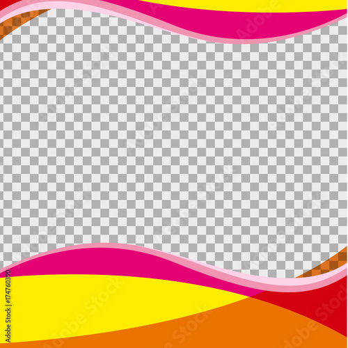 Yellow and pink waves on transparent background
