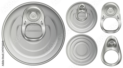 Top view of aluminum cans and openers