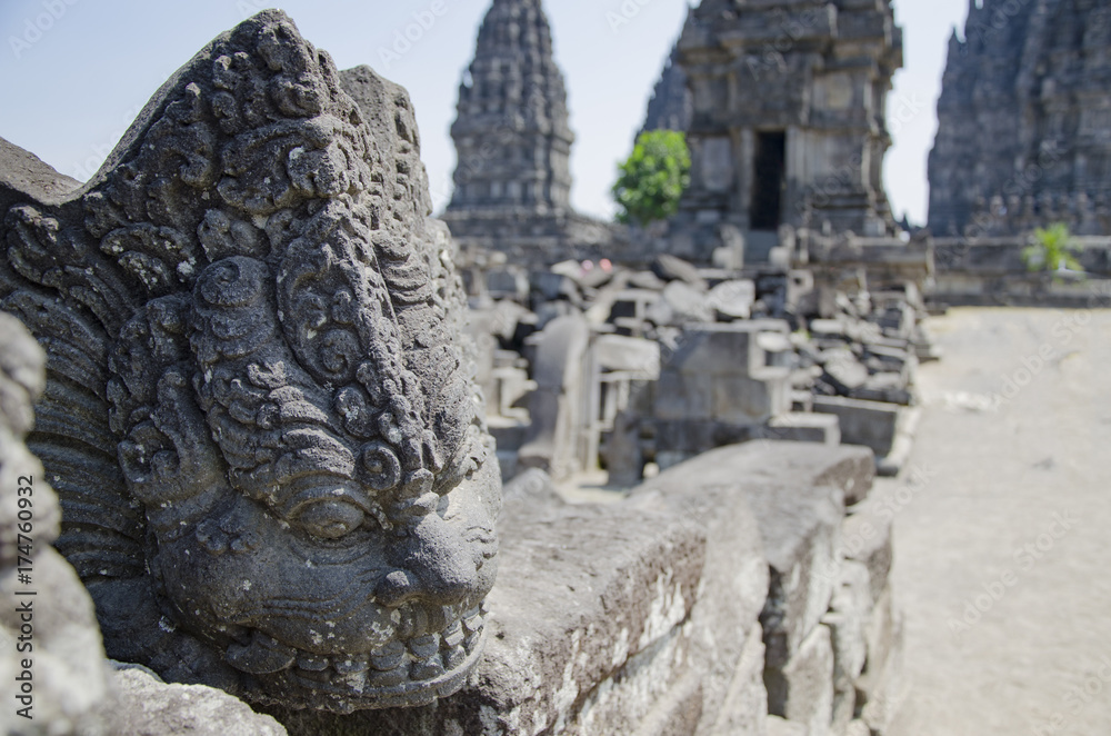 Skulptur am Prambanan Tempel auf Java