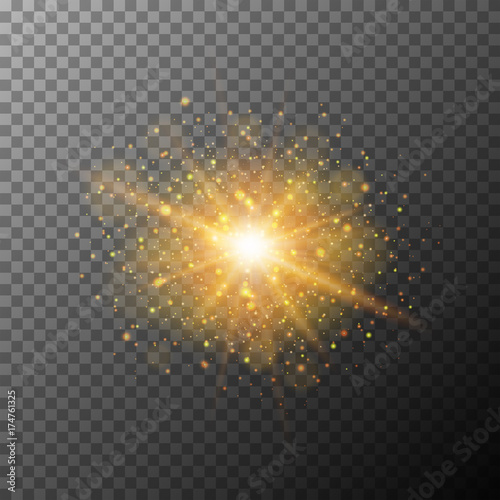 Background design with orange burst of light