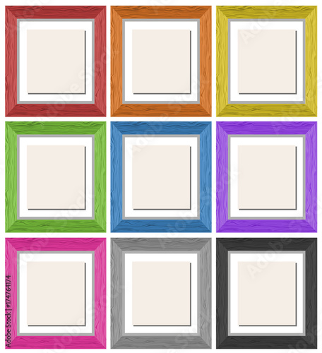 Picture frames in nine different colors