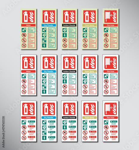 Set Of Fire Extinguisher Color Codes Emergency Sign Illustration Vectorial Print Ready Design Template
