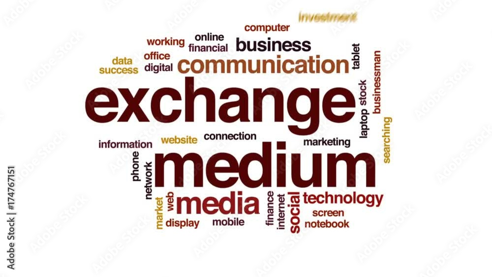 Exchange medium animated word cloud, text design animation. Exchange medium animated word cloud, text design animation.