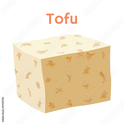 Tofu cheese, vegetarian product. Cartoon flat style. Vector illustration