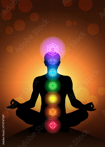 human body chakras vector background